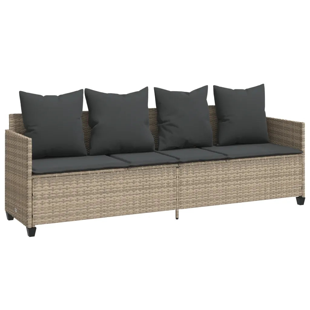 Lettino Prendisole con Cuscini Grigio Chiaro in Polyrattan 368349
