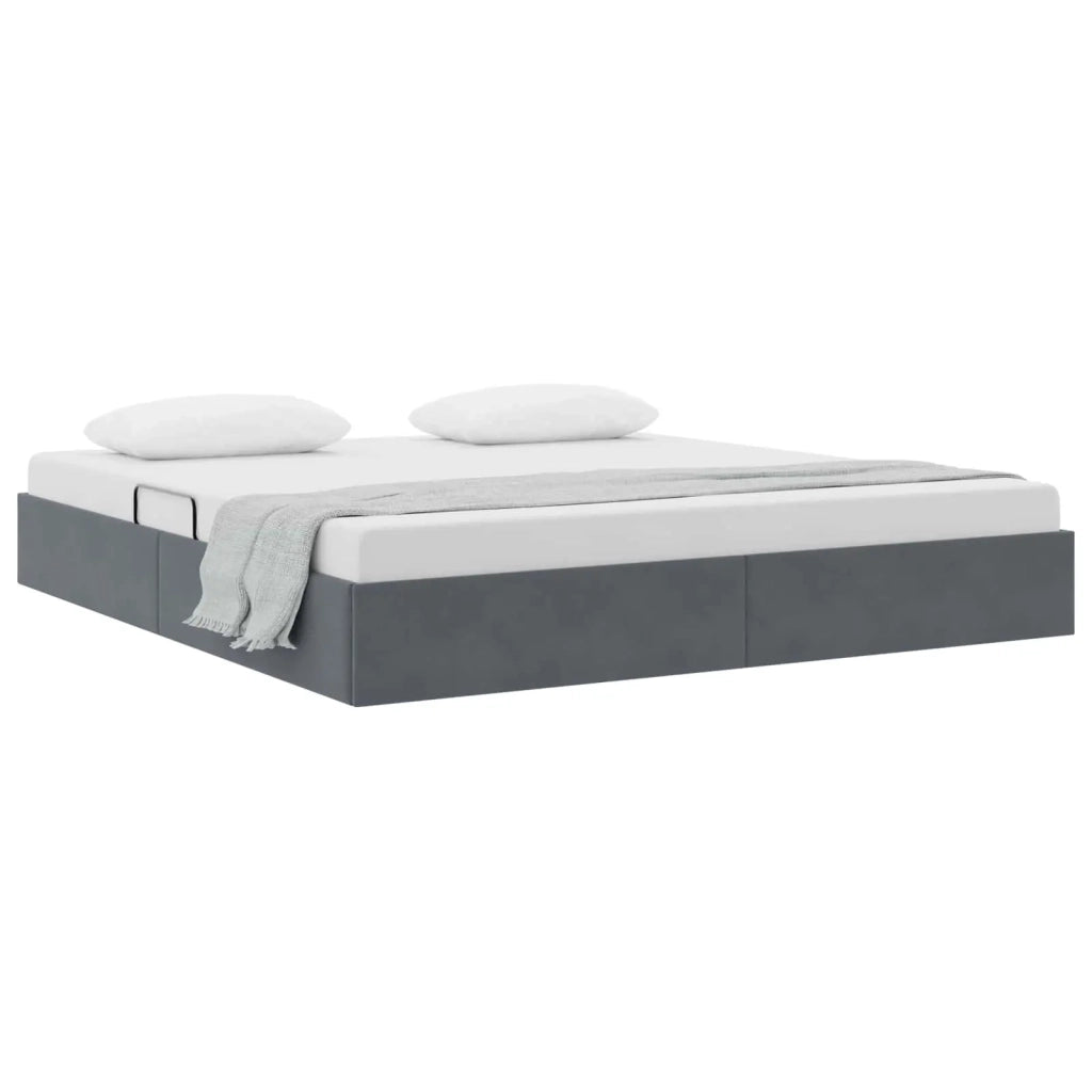 Letto ottomano Grigio Scuro 160 x 200 cm Velluto 3442893