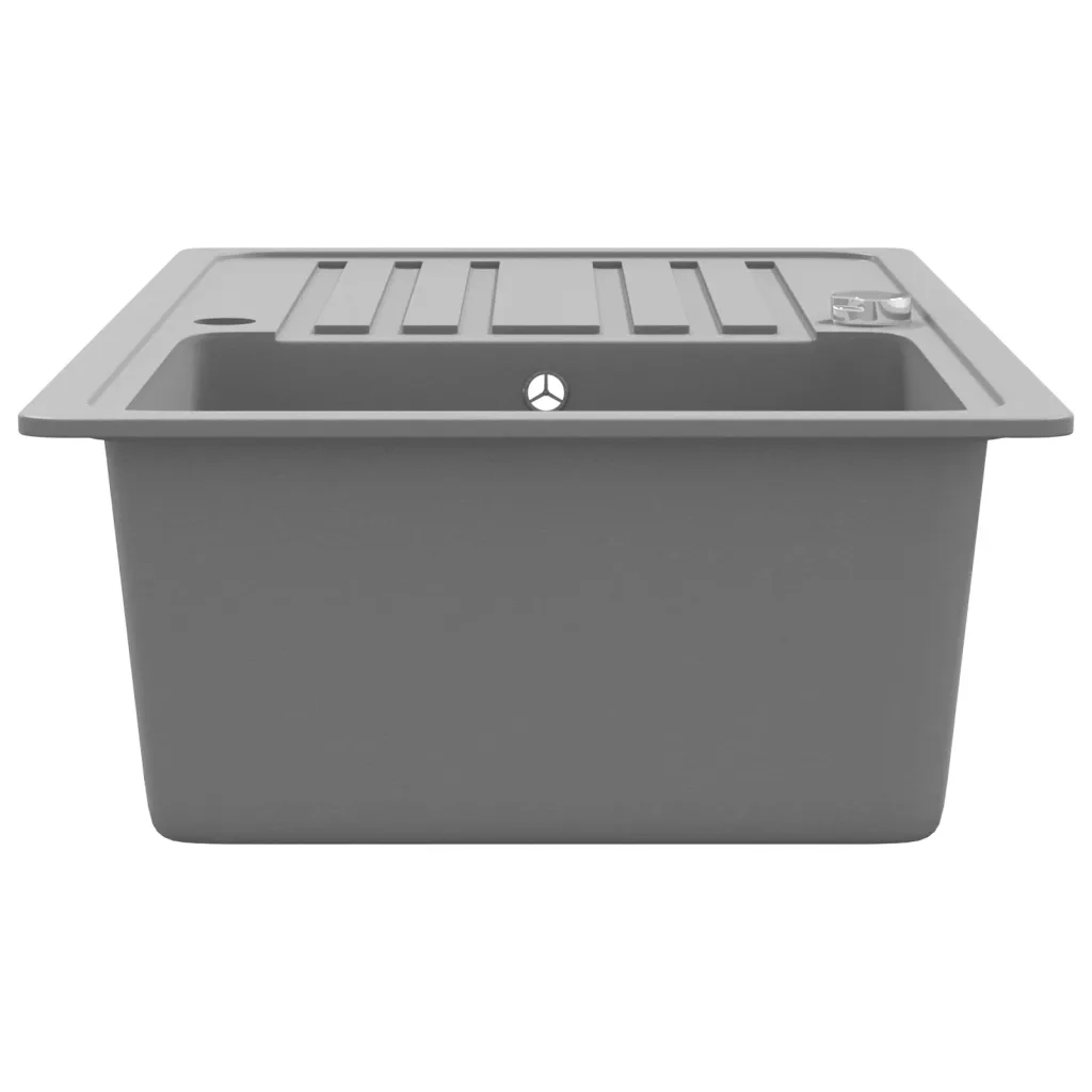Lavandino cucina granito singolo con scolapiatti reversibile grigio 141670