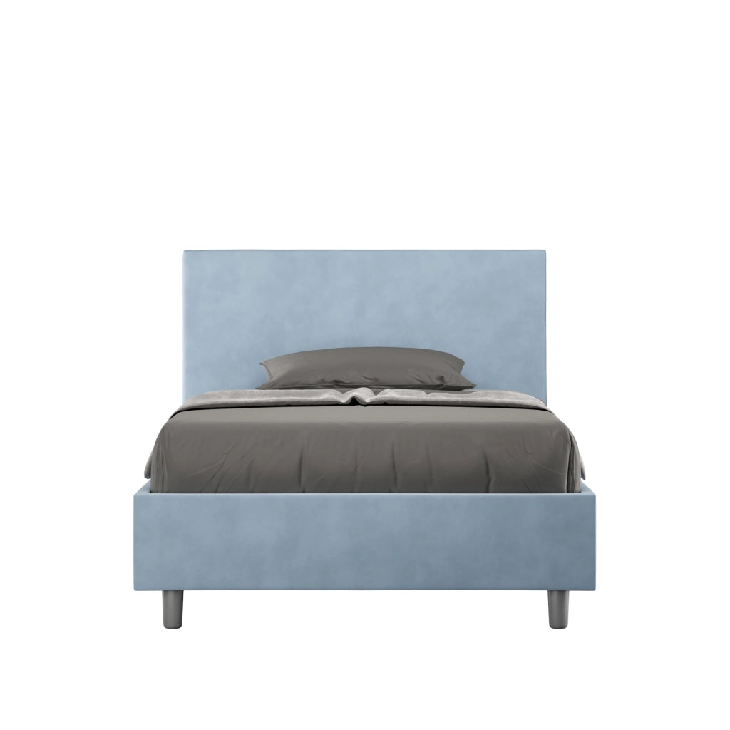 BS COM Letto una piazza e mezza contenitore imbottito 110x190 microfibra azzurro