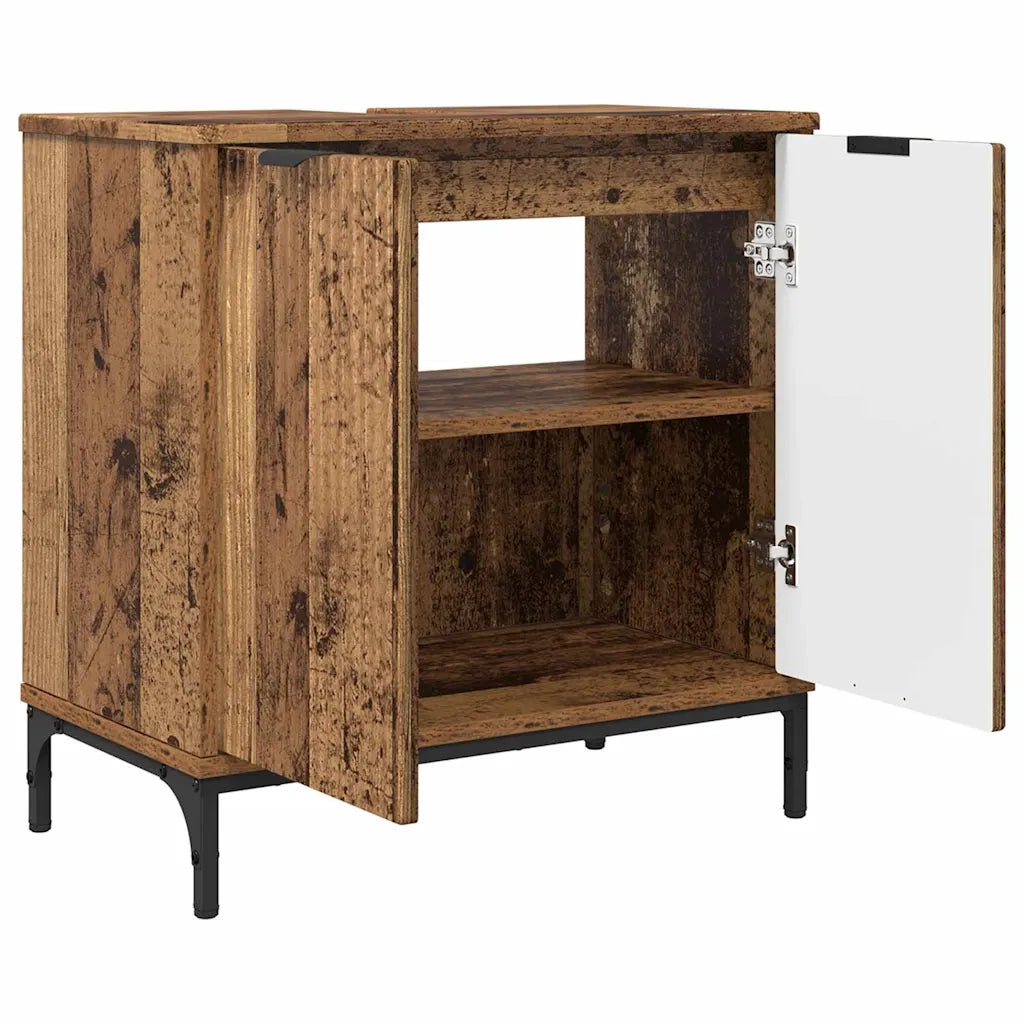 Set di mobili per il bagno con cassetto 2 pcs Legno vecchio 3393101
