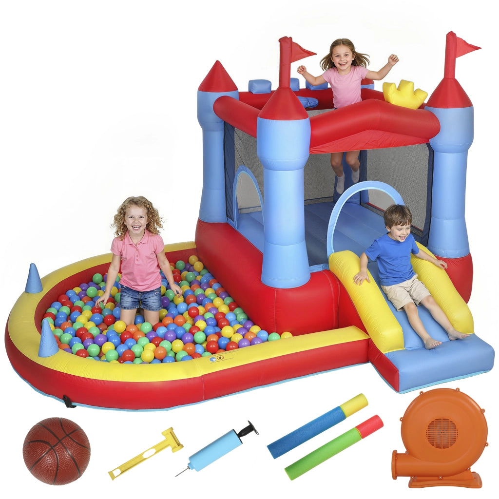 Gonfiabile per Bambini con Scivolo e Piscina Palline ¨C Minimal ¨C 342x255x209 cm Blu