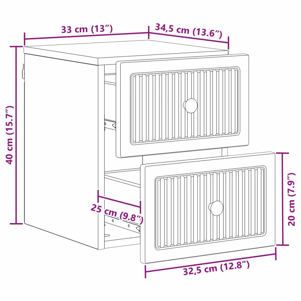 Mobiletto da notte a muro Grigio Sonoma 33 x 34,5 x 40 cm 897967