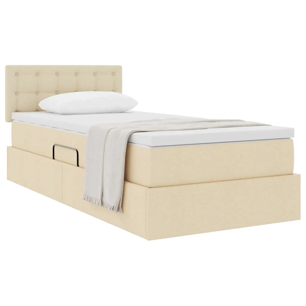 Letto con contenitore e materasso Crema 90 x 190 cm