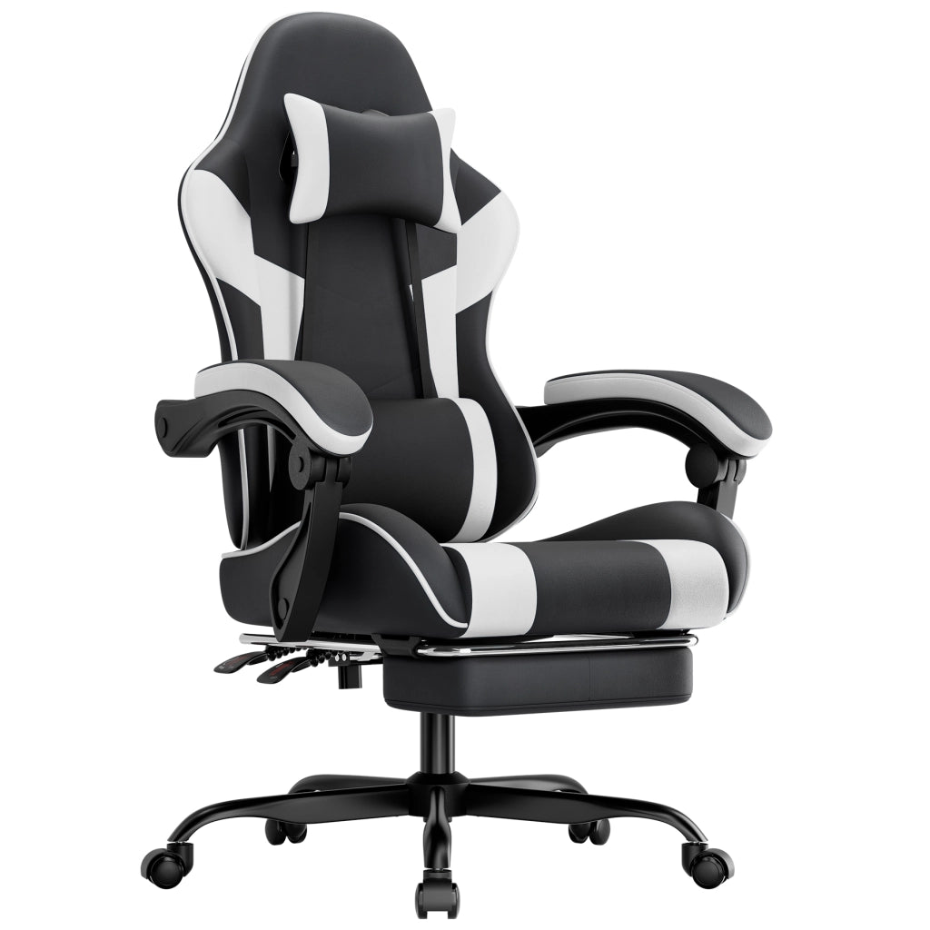 SEDIA GAMING Ergonomica in PVC Nero e Bianco