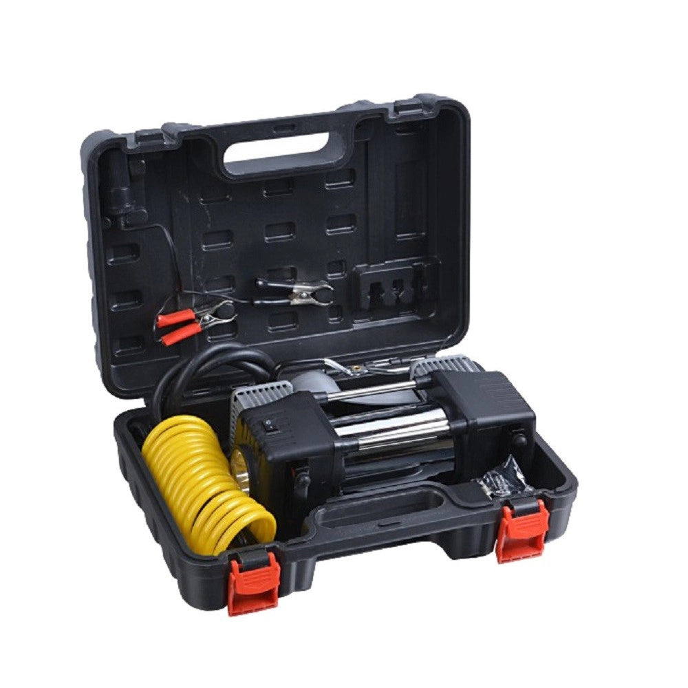 Trade Shop - Compressore 2 Cilindri 12v 85lt 150psi Auto Moto Torcia Viaggio Casa + Valigetta -
