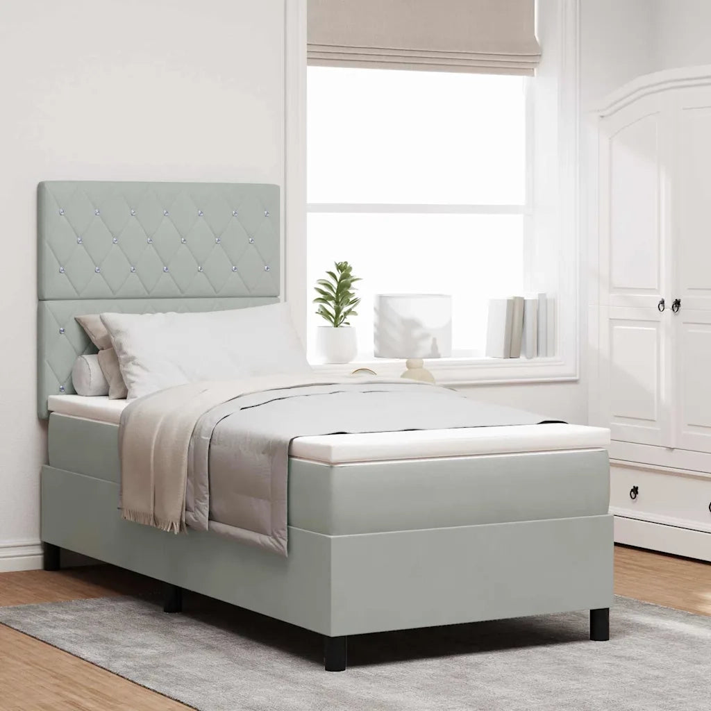 Letto a molle con materasso Grigio chiaro 90 x 200 cm Tessuto 3339740