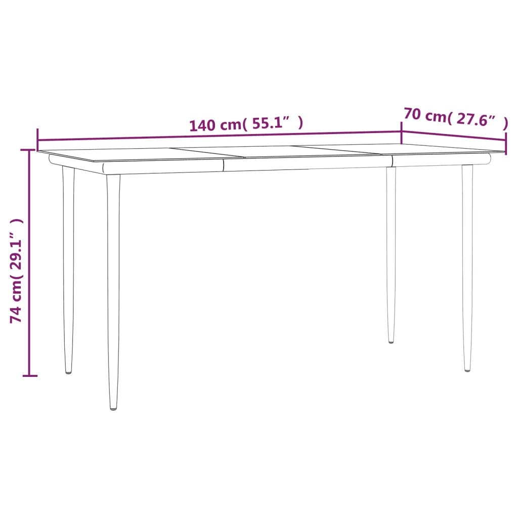 Set da Pranzo Giardino 7pz Nero e Grigio con Cuscini Polyrattan 3185180