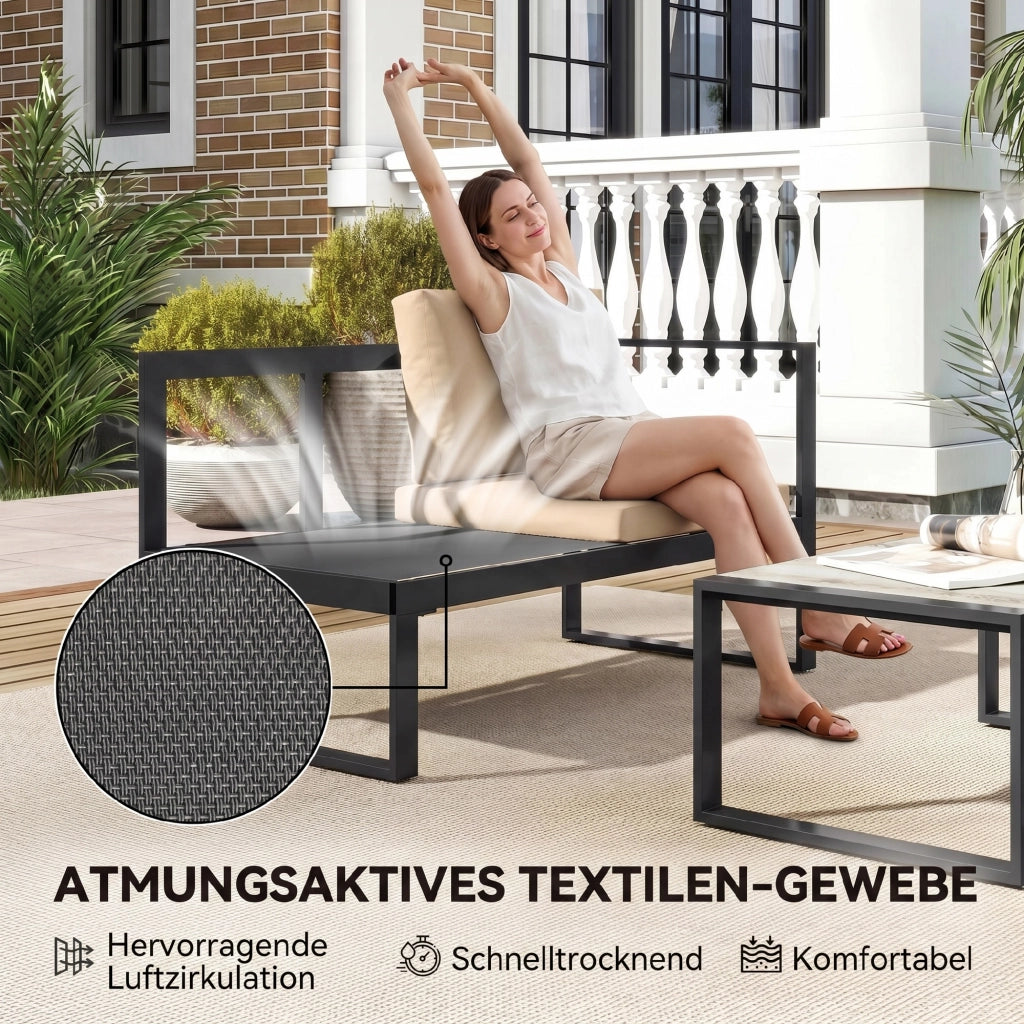 Set giardino polirattan con divano 2 posti e tavolino ¨C Minimal ¨C khaki