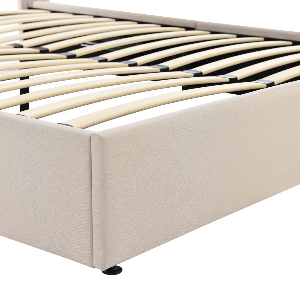 LETTO Contenitore idraulico 160x200 cm Beige in lino