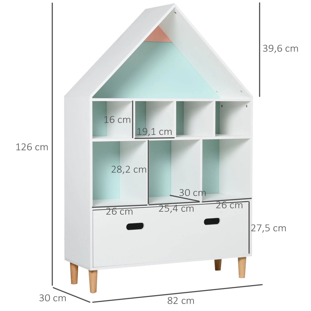 Libreria Scaffale Portagiochi per Cameretta 82x30x126 cm  Bianca