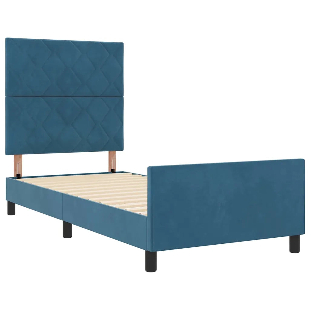 Letto a molle con testiera Blu Scuro 90 x 190 cm Velluto 3344979