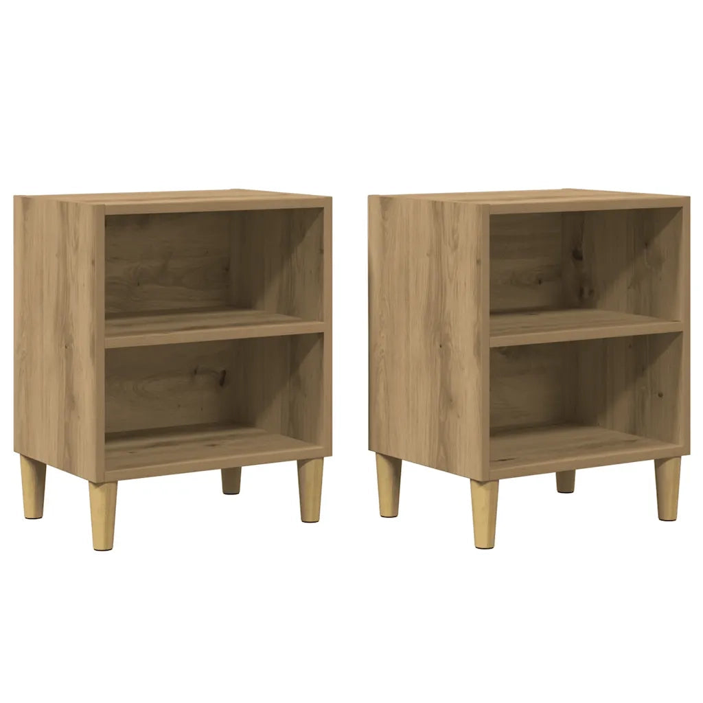 Comodini Rovere Artigianale 2 pz 40x30x50 cm Legno Multistrato 856419