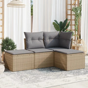 Set Divano da Giardino 4 pz con Cuscini Beige in Polyrattan 3249318