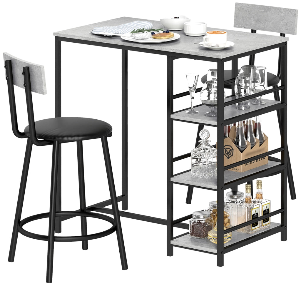 Tavolo da bar con sgabelli e scaffali ¨C zephmum ¨C grigio e nero