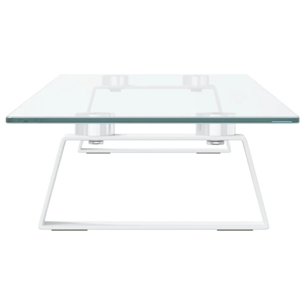 Supporto per Monitor Bianco 80x20x8cm Vetro Temperato e Metallo CFW7818198