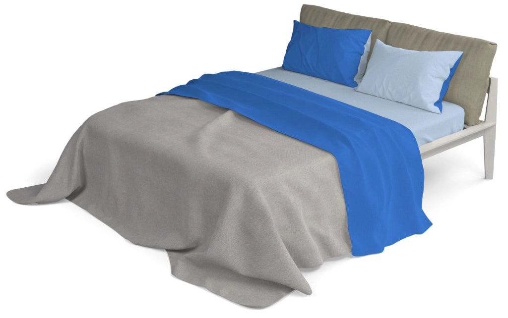 Set Lenzuola Sopra Sotto e Federe Doubleface Royal/Azzurro 1 Piazza e Mezzo