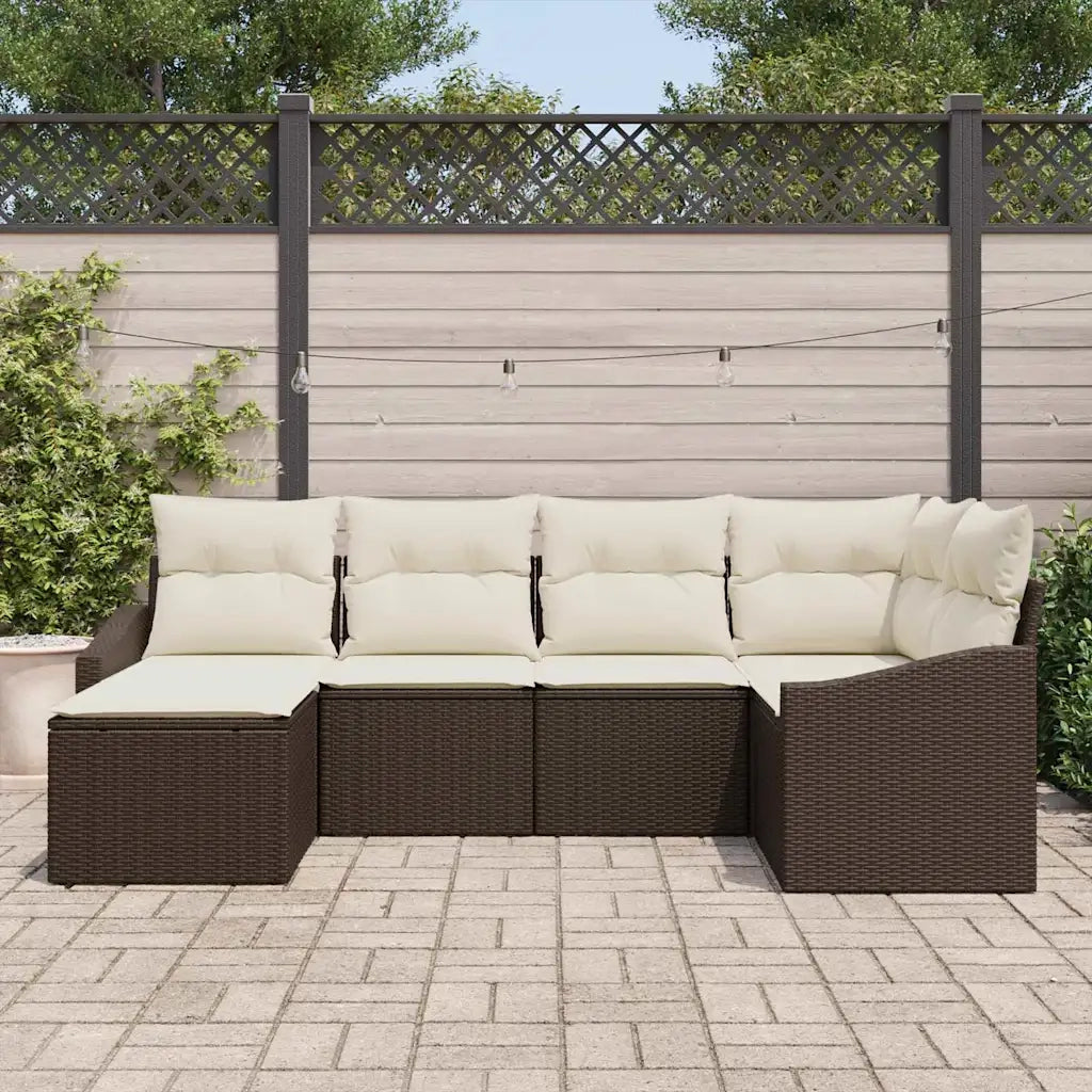Set da Pranzo per Giardino con cuscino 6 pcs Marrone e Crema
