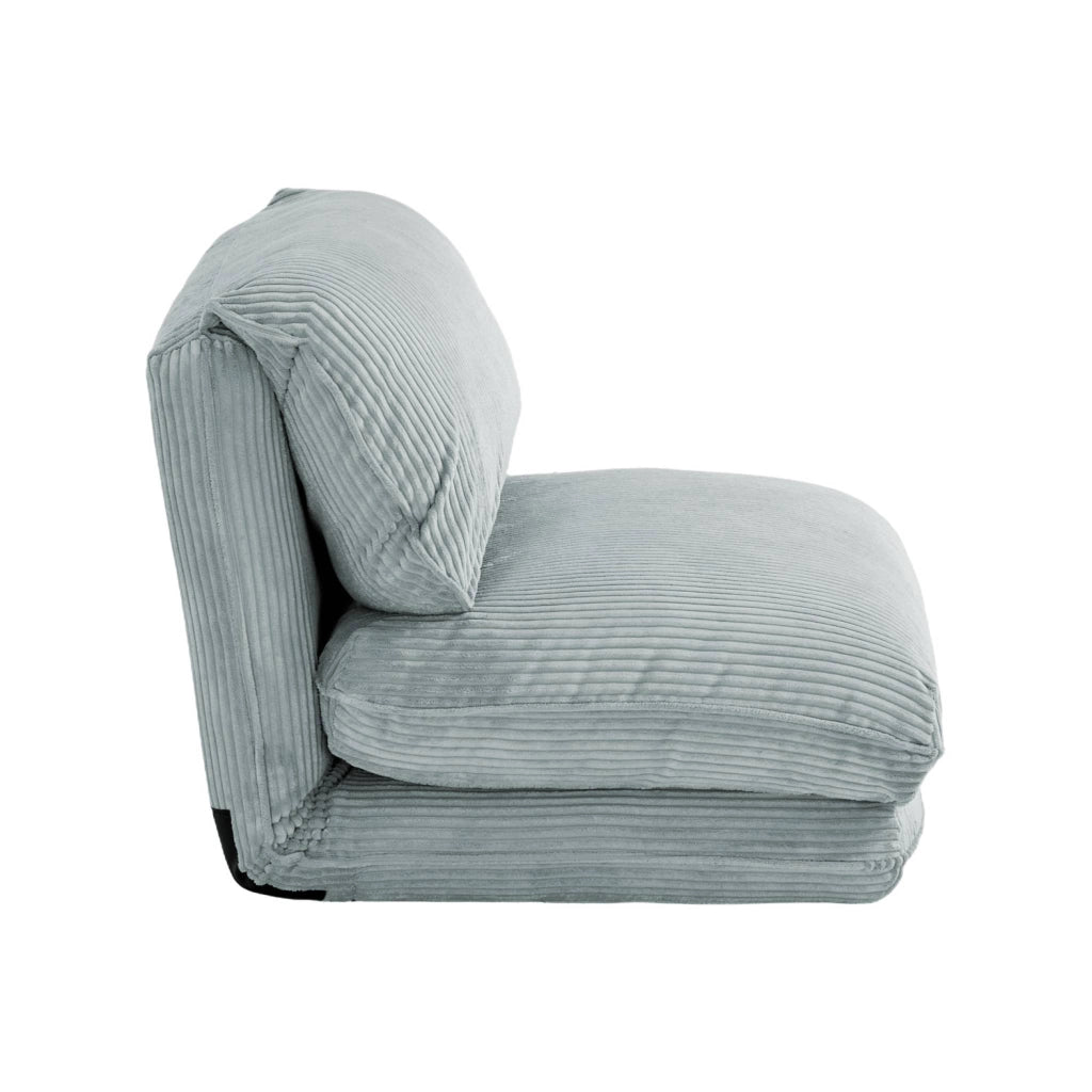Poltrona letto convertibile velluto a coste grosse coste, blu chiaro