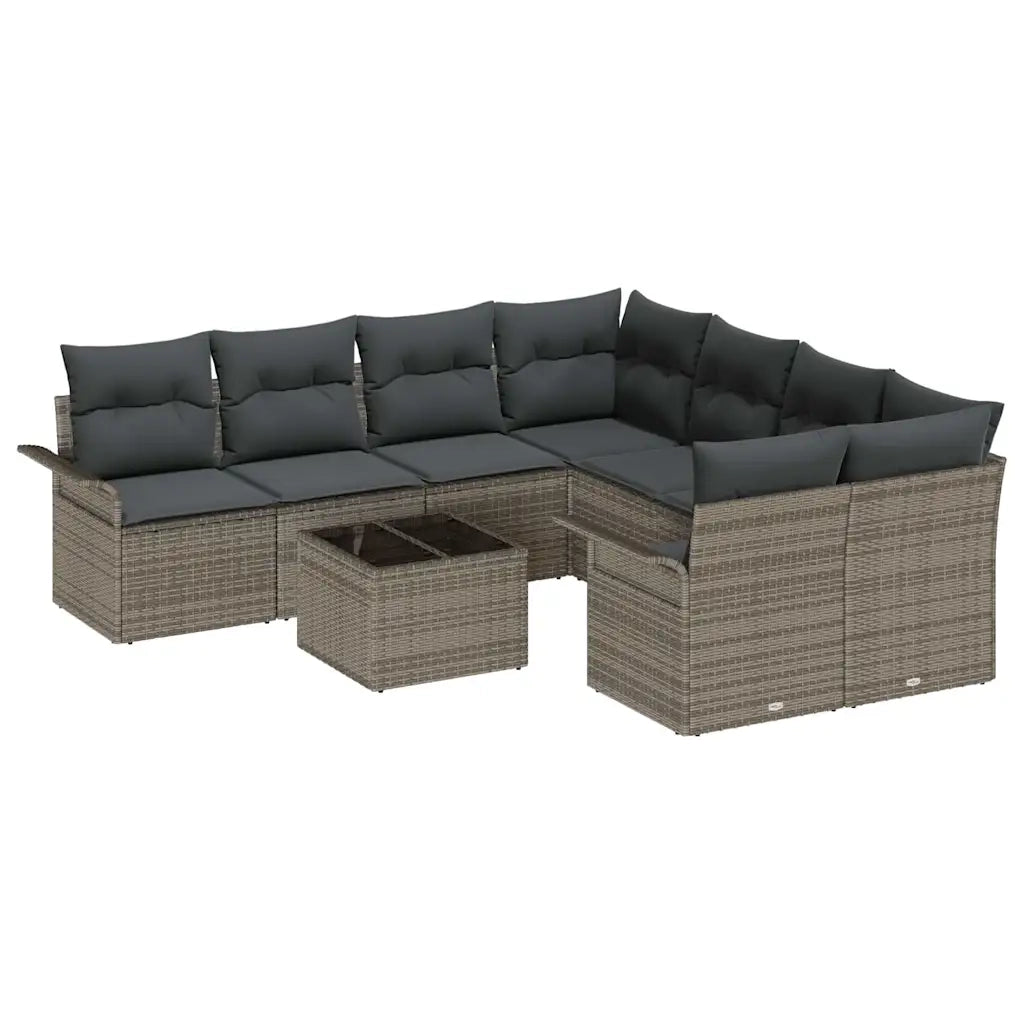 Set Divano da Giardino con cuscino 9 pcs Grigio polyrattan 3353968