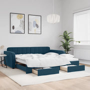 Divano Letto Estraibile con Cassetti Blu 100x200 cm in Velluto 3196983