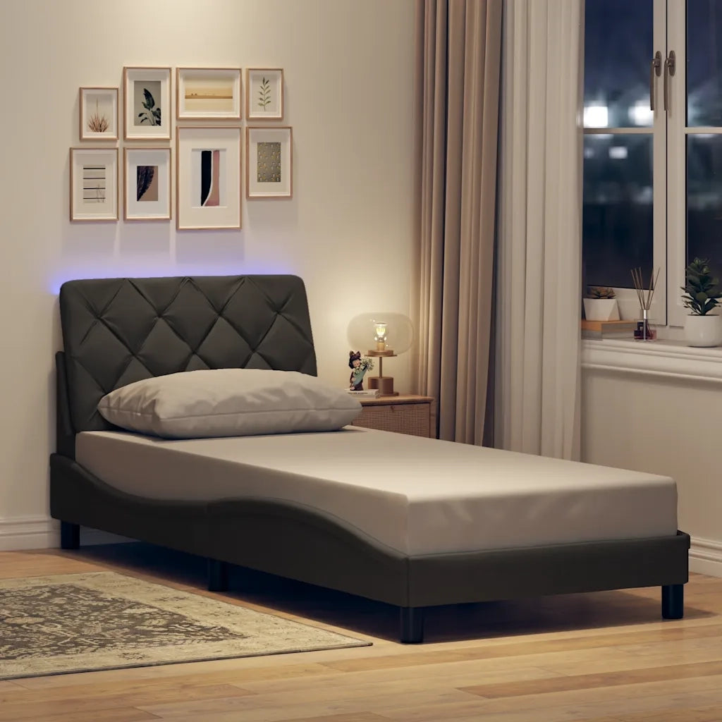 Giroletto con LED senza Materasso Grigio Scuro 90x200cm Tessuto 3310644