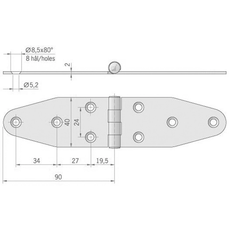 CERNIERA INOX MM.180X40