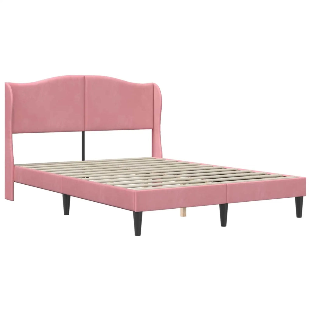 Struttura del letto con testiera-Giroletto Rosa 140 x 200 cm Velluto 592270