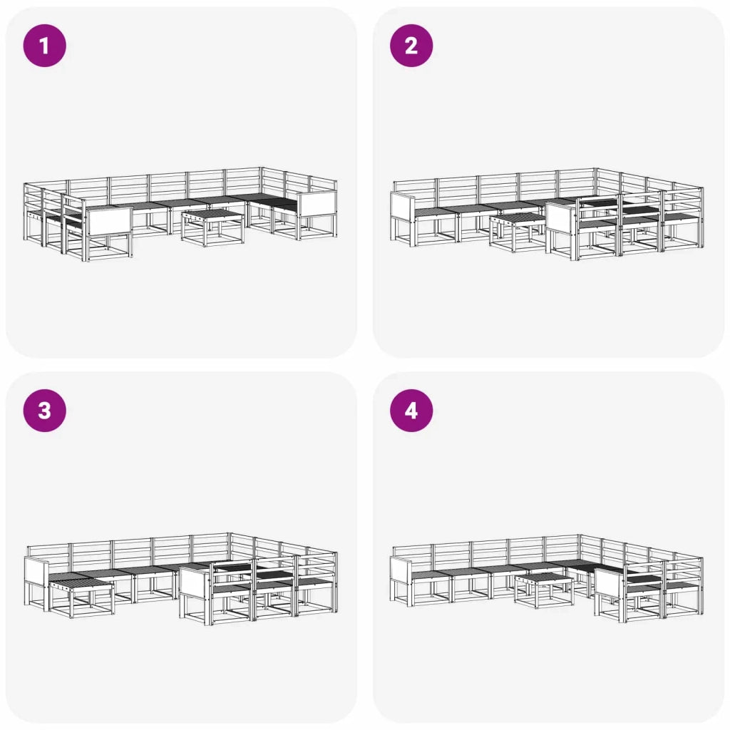 Set di divani da esterno 11 pcs Naturale