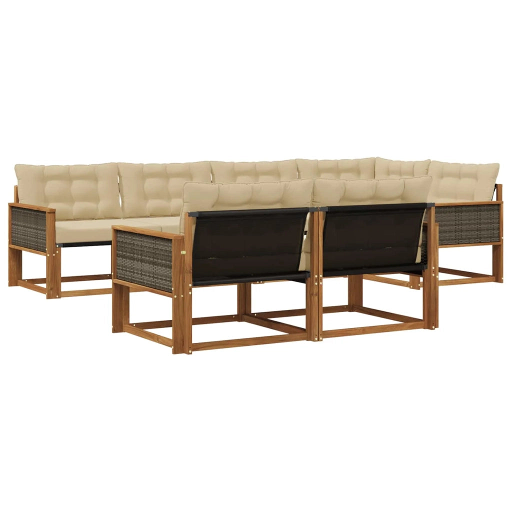 Set di divani da esterno con cuscino 7 pcs Naturale e Beige 3381485