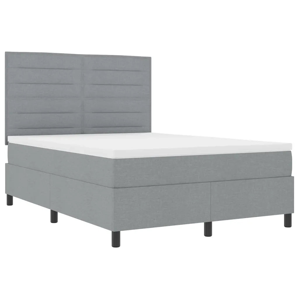 Letto a molle con materasso Grigio chiaro 140 x 200 cm Tessuto