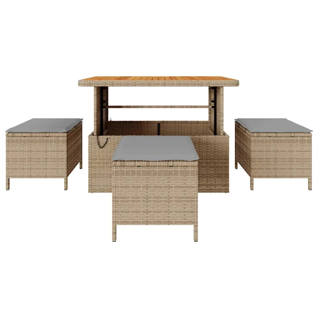 Set da Pranzo per Giardino Beige polyrattan 42007924