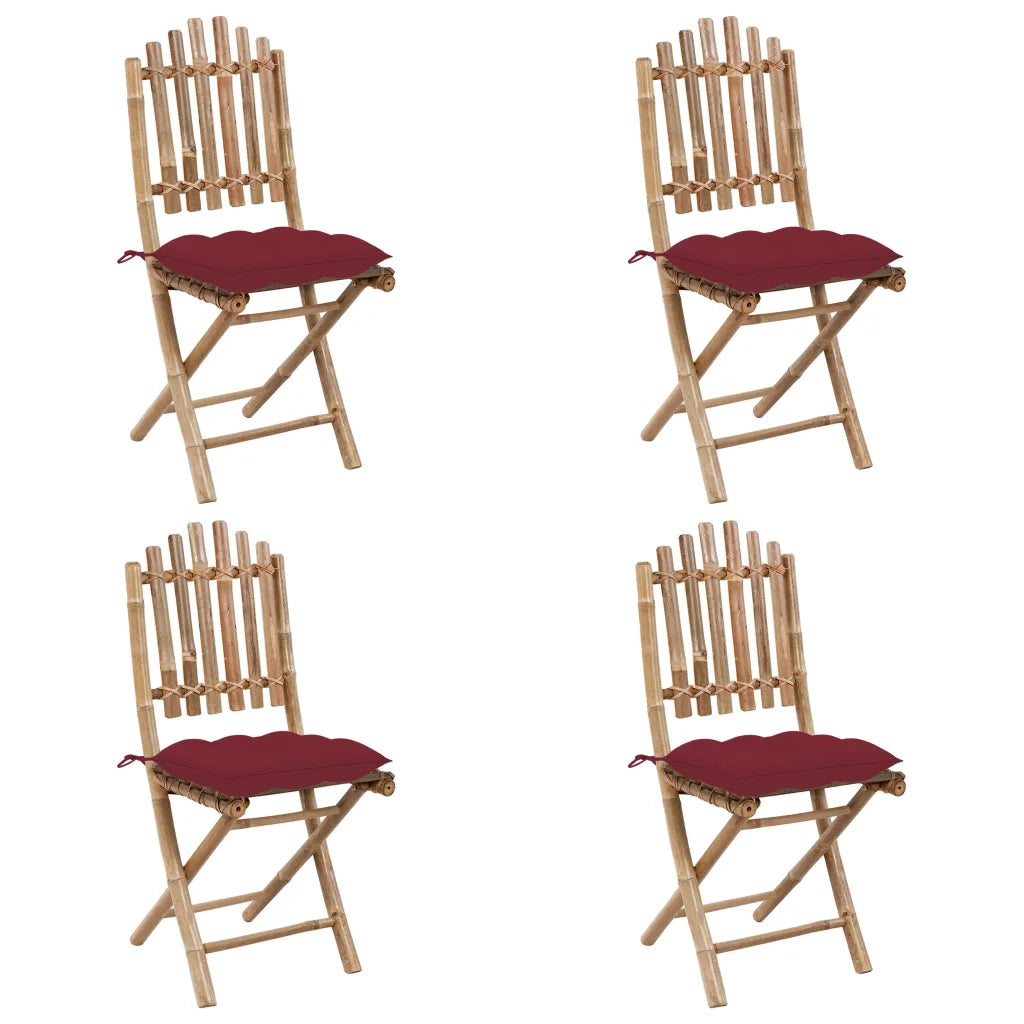 Set da Pranzo da Giardino 5 pz | Set Salotto da Giardino Pieghevole con Cuscini in Bamb¨´