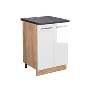Mobiletto base cucina Fame-Line Bianco lucido/Rovere dorato 60 cm, PL Antracite Vicco