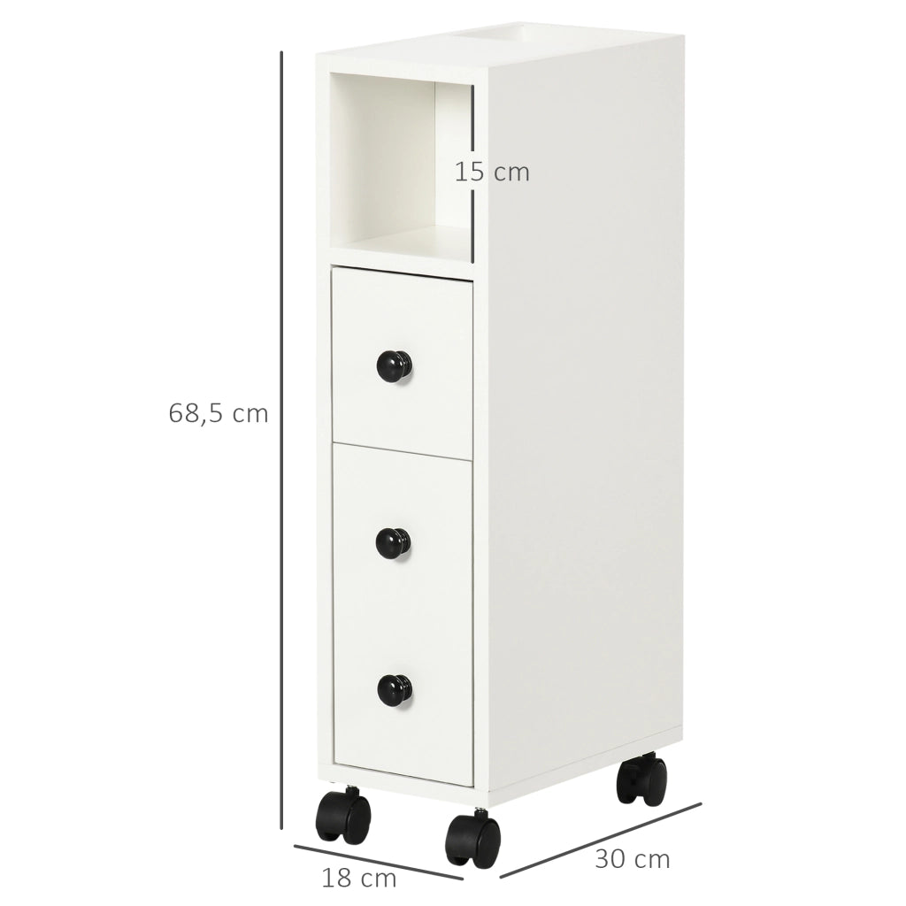 Mobiletto Bagno con Ruote ¨C Minimal ¨C Bianco 18x30x68,5 cm