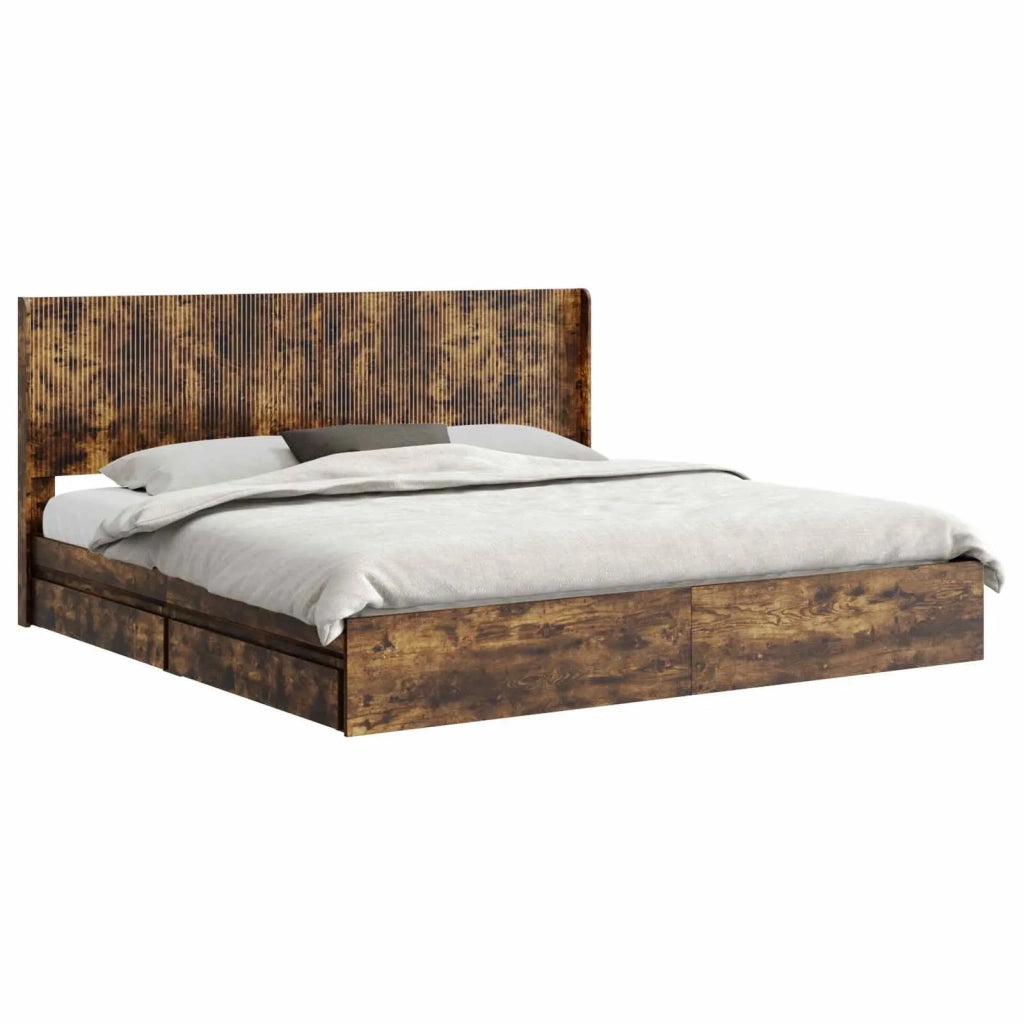 Struttura del letto con stoccaggio e testata Rovere Fumo 3414005