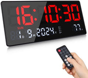 Orologio Digitale da Parete, 15,5" Grande Orologio da Parete LED Digitale, Orologio con Calendario, Secondi, Temperatura, Data, Giorno, Orologio Digitale con Impostazione Standard per Sala, Cucina, Ufficio