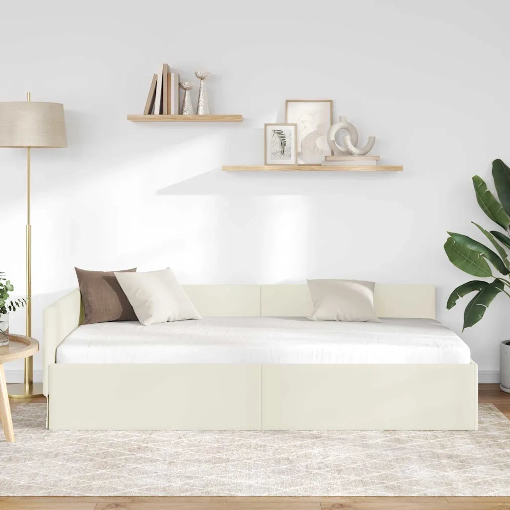 Cornice del letto ad angolo Crema 100 cm x 200 cm Velluto 42016098