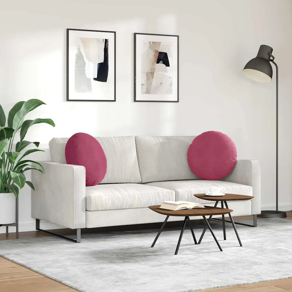 Cuscini per Seduta 2 pcs Rosso Vino Ø50 x 19 cm Velluto 42014179