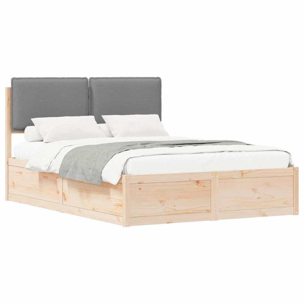 Letto con Testiera Rivestita Grigio chiaro 140 x 190 cm 3398129