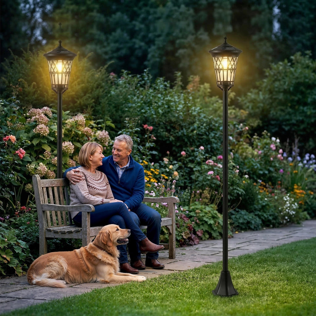Set 2 Lampioni Solari da Giardino ¨C Xylo ¨C Altezza Regolabile IP44 Nero