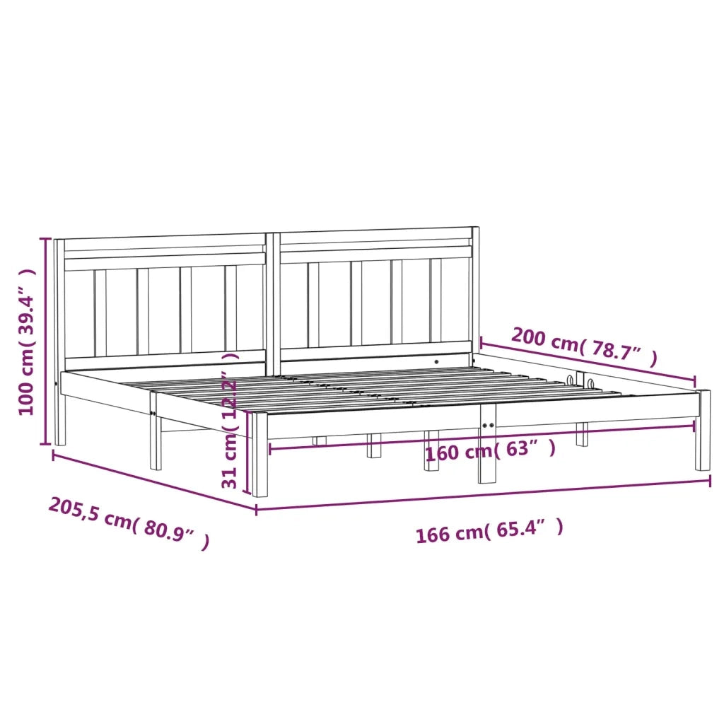 Giroletto-Struttura Letto Bianco in Legno Massello di Pino 160x200 cm 772368