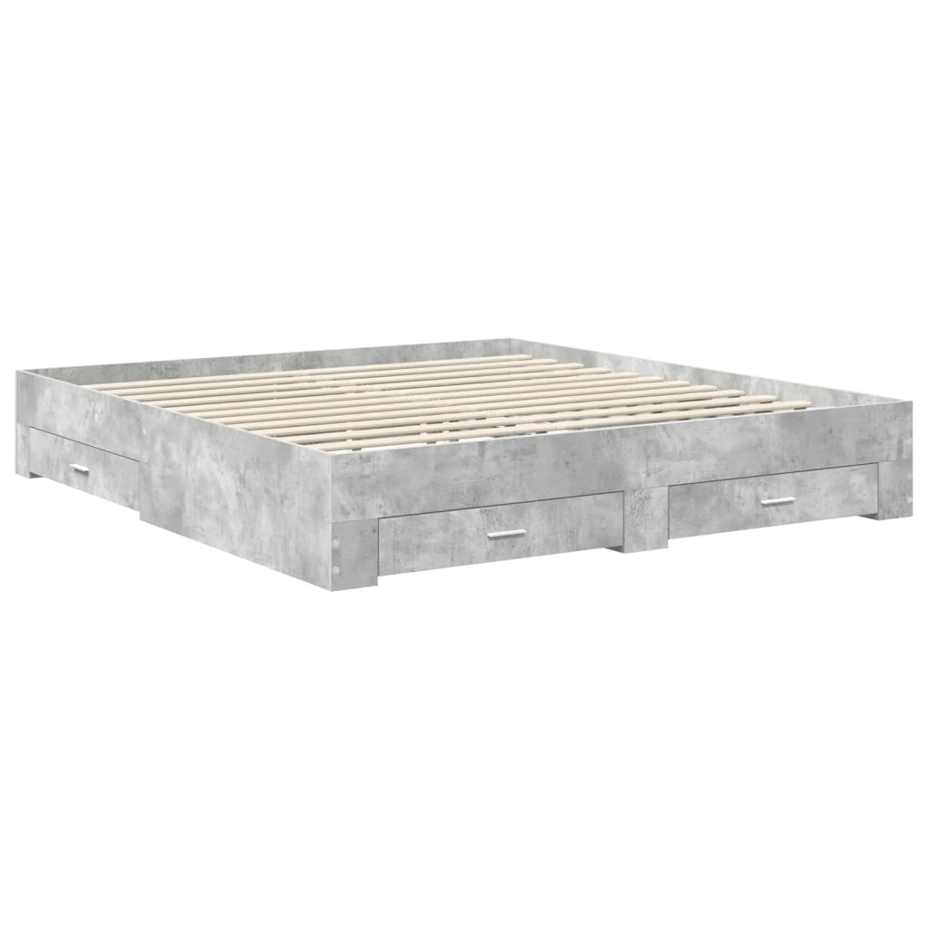 Letto matrimoniale | Letto per adulti | Struttura del letto con testiera Grigio cemento 200 x 200 cm