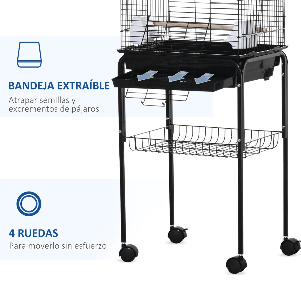 Gabbia per Uccelli con Ruote ¨C Zephmum ¨C Nero 46x36x130 cm