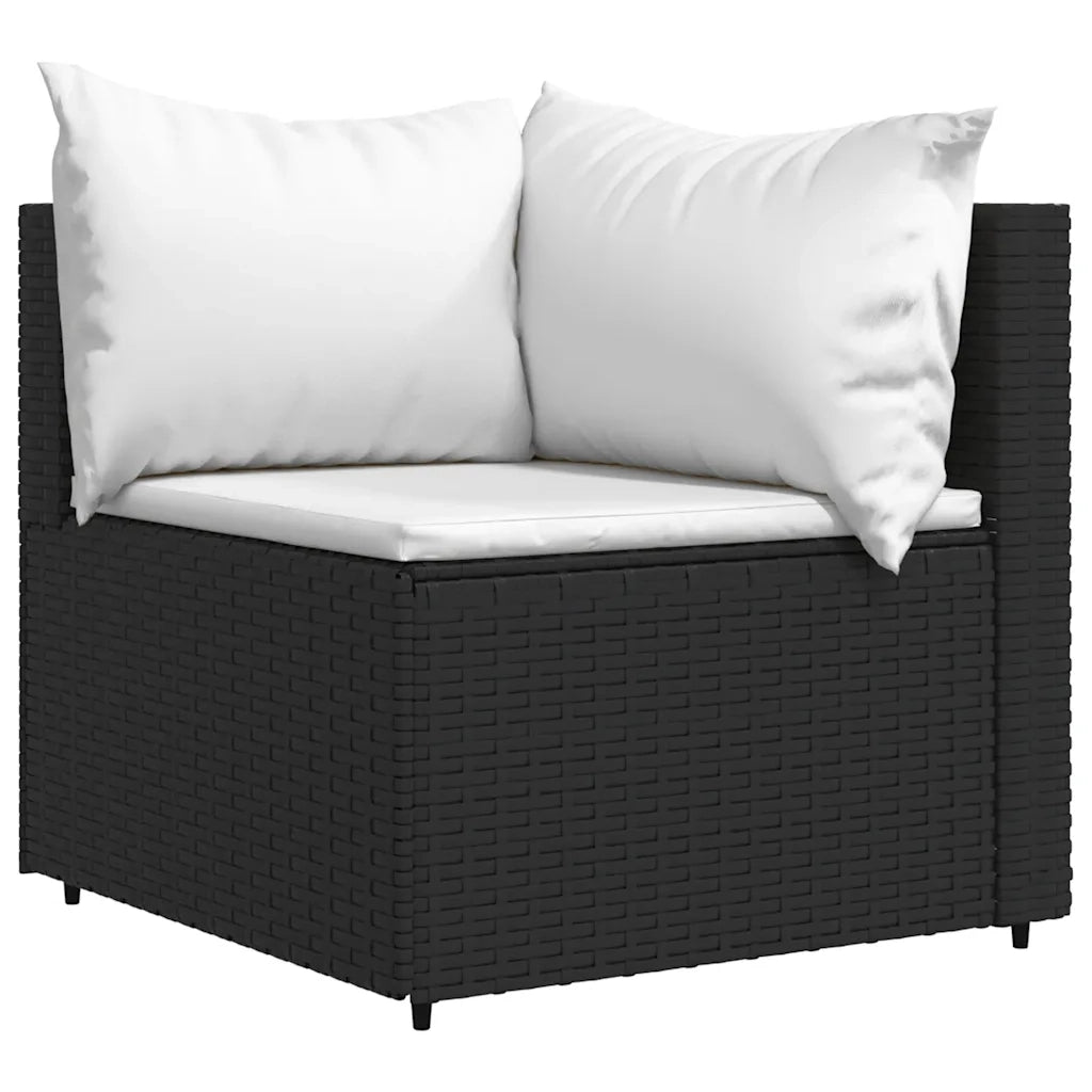 Set Divani da Giardino 3 pz con Cuscini Nero in Polyrattan 319731
