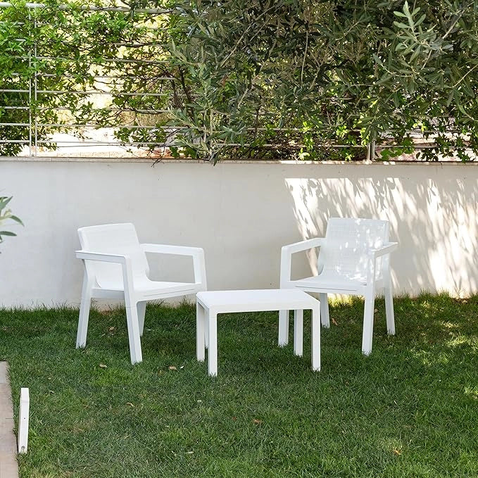 Set 3 Pezzi Salotto Salottino da Giardino Bianco Riviera Toomax