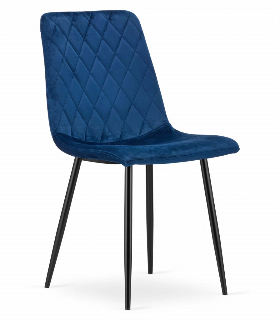 Sedia VALORA TURIN - Design ergonomico in velluto blu navy x 2
