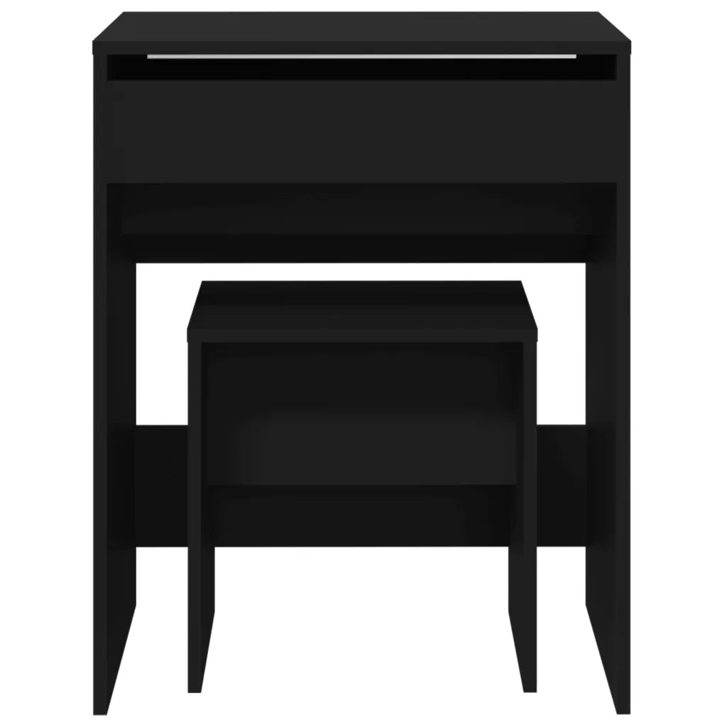 Toeletta | Tavolo da Trucco e Sgabello Nero 60x40x113,5 cm