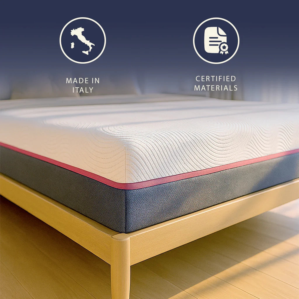 Materasso 135x190 cm Molle Insacchettate e Memory Foam | Altezza 30 cm | Ergonomico, Anallergico e Antibatterico | Made in Italy