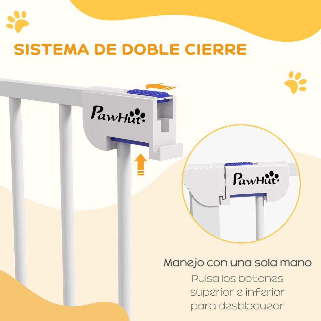 Recinto per Animali Domestici Pieghevole in Acciaio ¨C Xylo ¨C 3 Pannelli, Doppia Serratura, 206x90 cm, Bianco